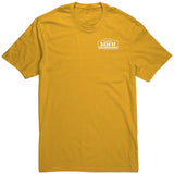 Front side of Need Money for Rally Car Tee in Gold