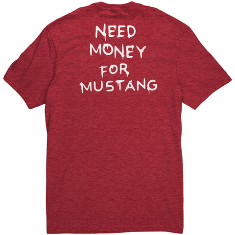 Back of Need Money for Mustang Tee in Heather Red